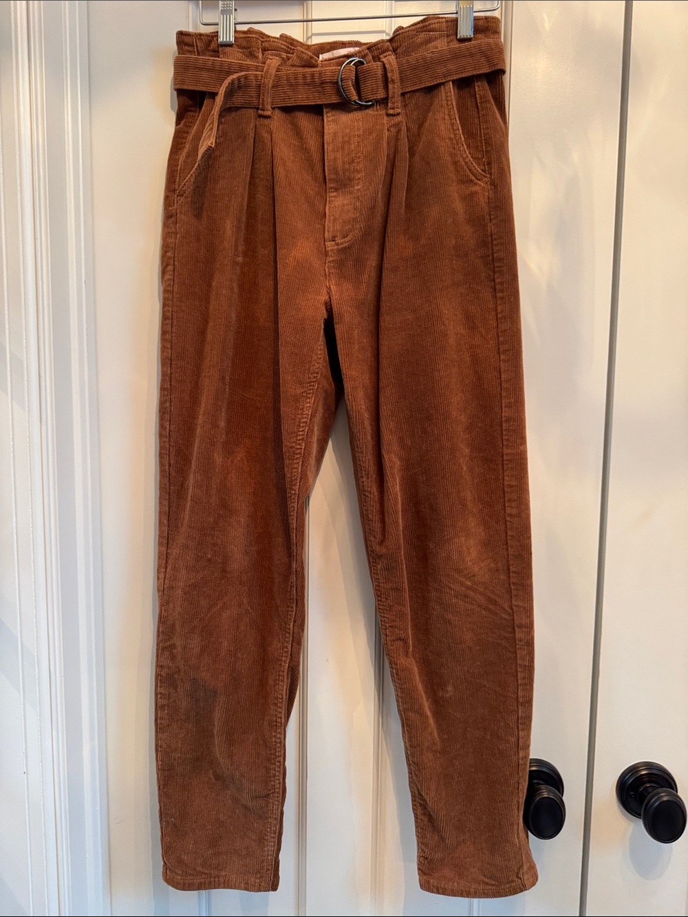 Sol Women’s Brown Corduroy Paperbag Waist Pants/Mom Jeans